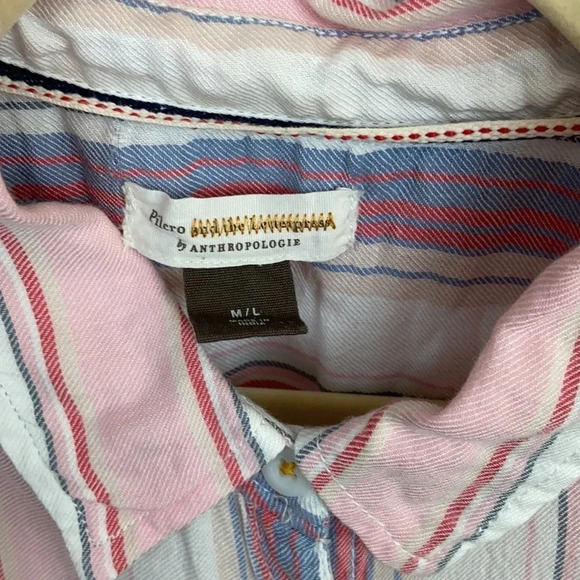 Pilero And The Lettterpress By Anthropologie Women’s M/L Striped Button Up Top - Picture 3 of 10